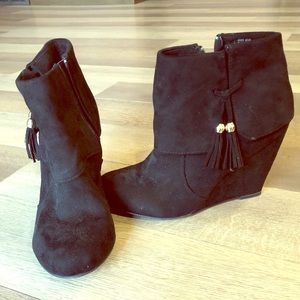 Black Wedge Booties